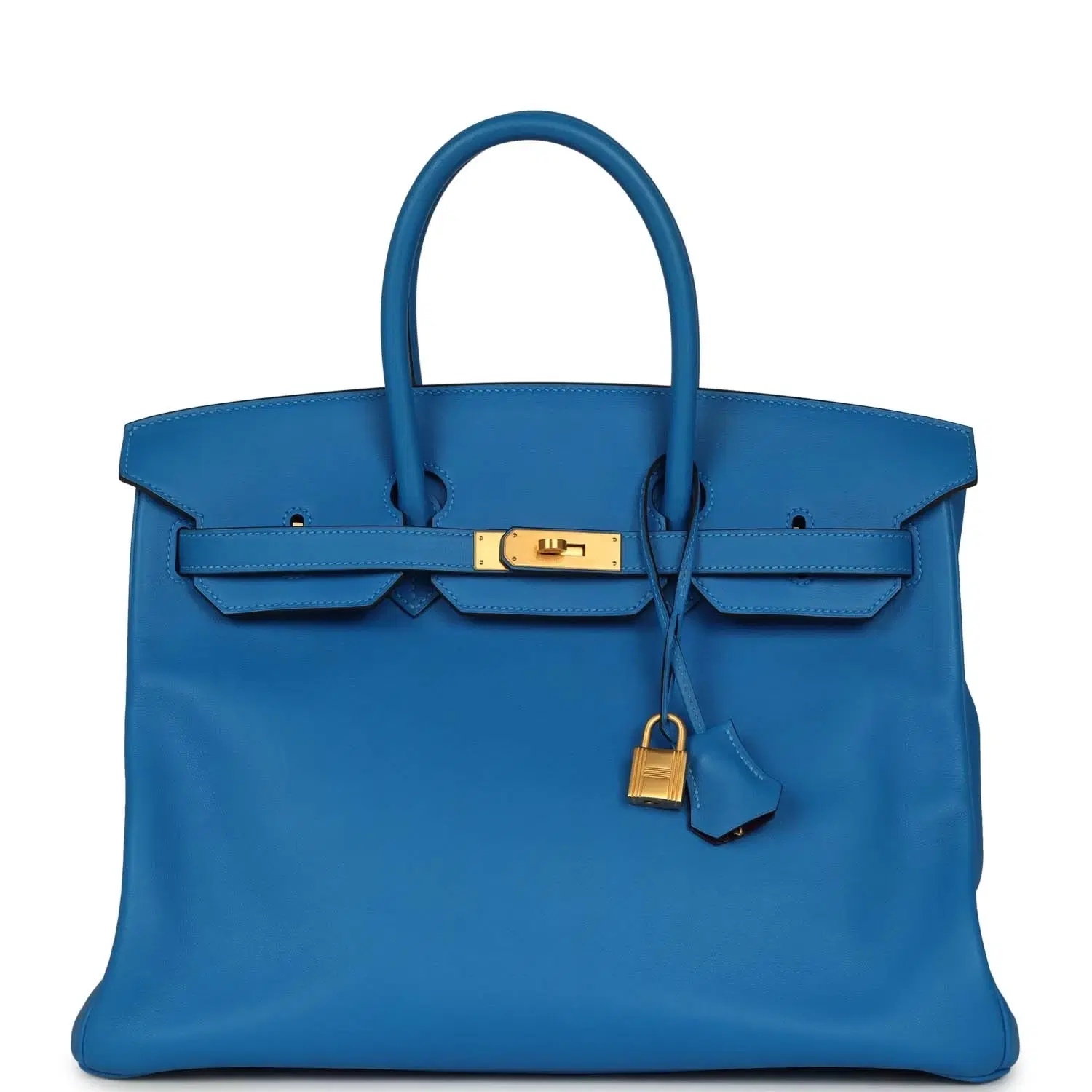 Pre-owned Hermes Special Order (HSS) Birkin 35 Bleu Hydra Verso Swift Brushed Gold Hardware