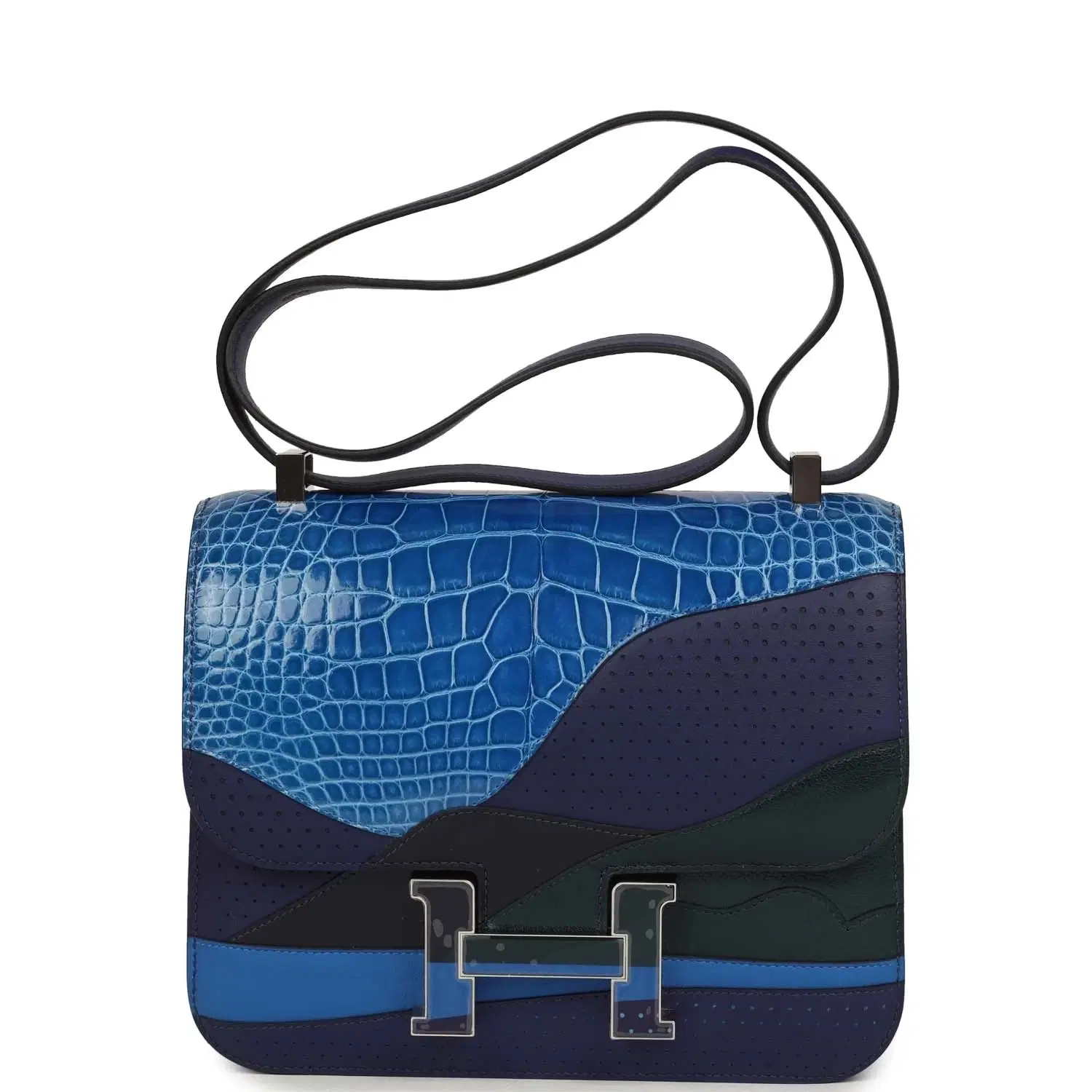 Hermes "Au Bout Du Monde" Constance 24 Bleu Zellige, Bleu Encre, Bleu Nuit, Vert Anglais, Shiny Alligator, Chevre, Swift, Sombrero, Box, Lizard Lacquered Palladium Hardware