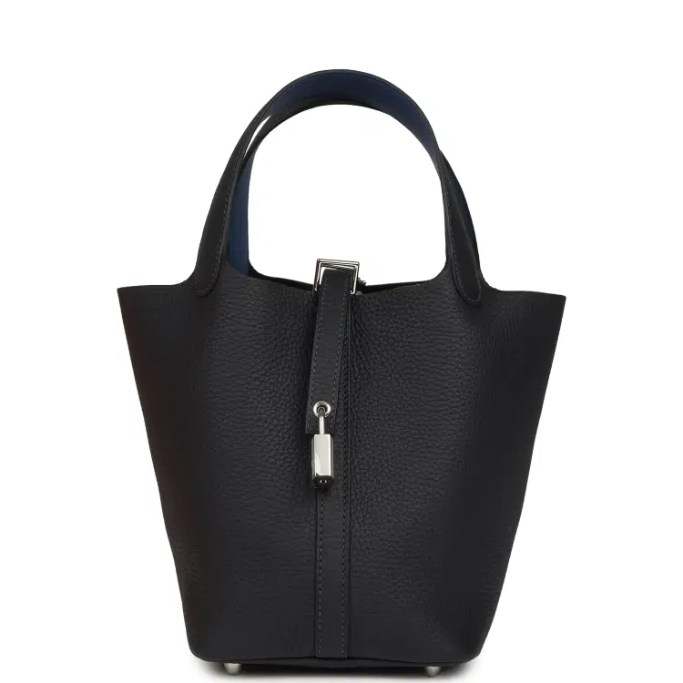 Hermes Picotin Lock Eclat 18 Bleu Nuit Clemence and Bleu France Swift Palladium Hardware-Hover-Image