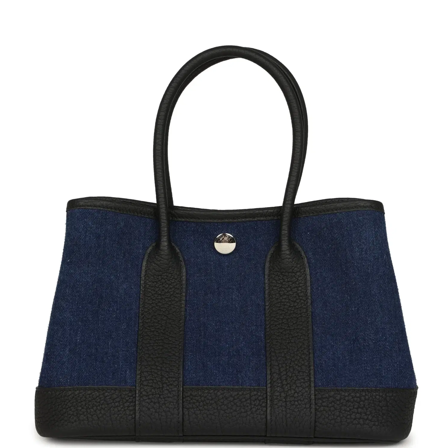 Hermes Garden Party Neo 23 Denim Moyen and Black Negonda Palladium Hardware