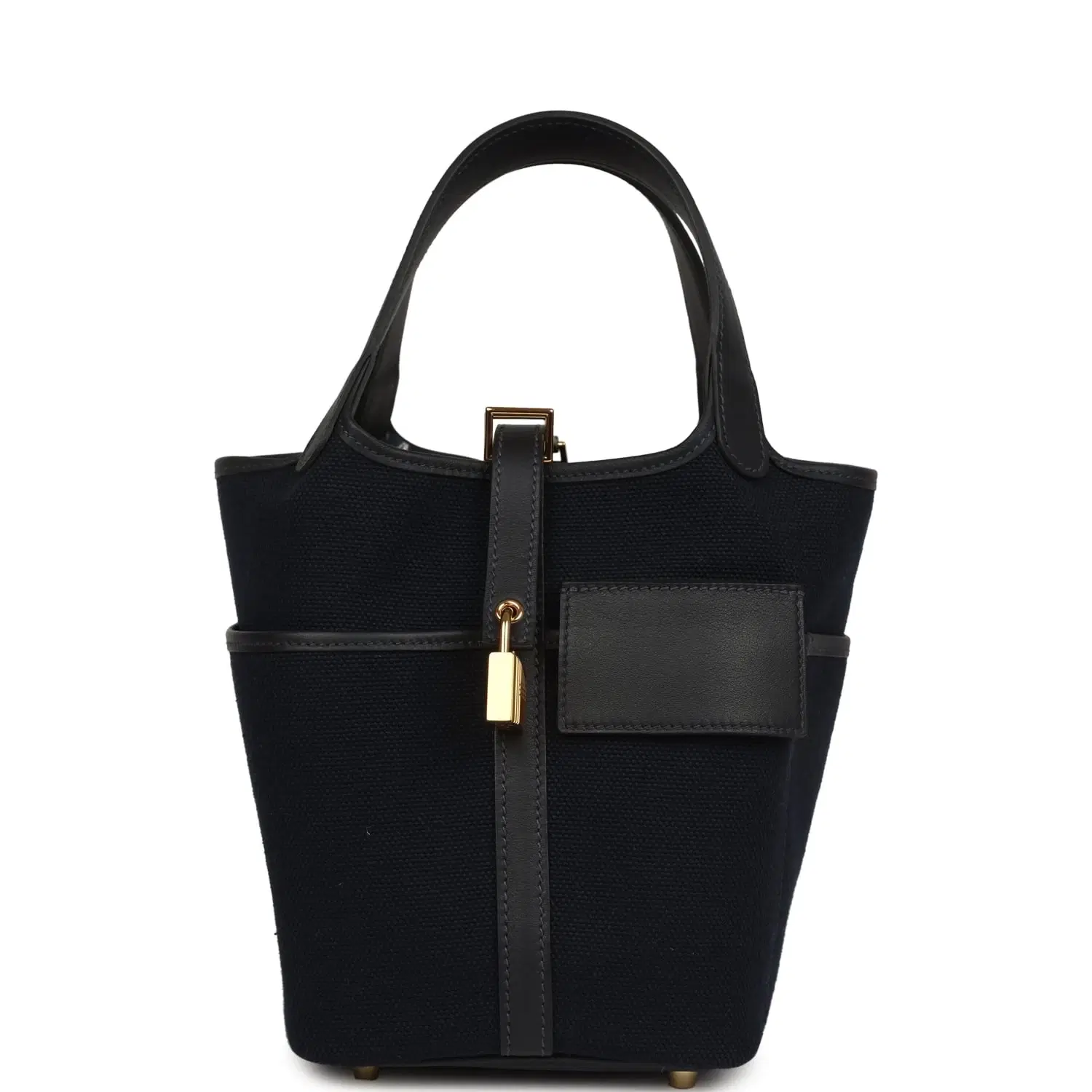 Hermes Picotin Cargo 18 Bleu Marine Swift and Toile Canvas Gold Hardware