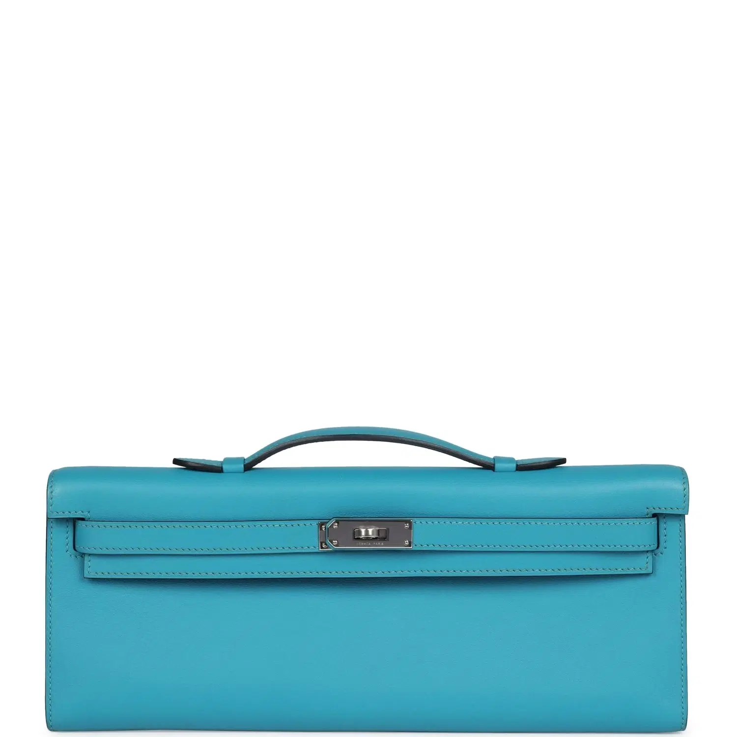 Pre-owned Hermes Kelly Cut Turquoise Swift Palladium Hardware