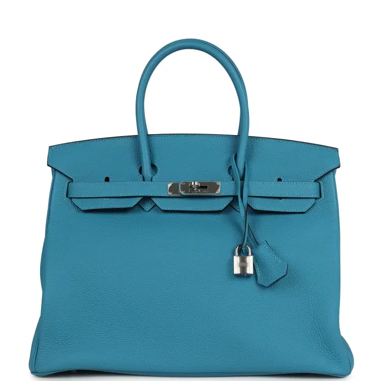 Pre-owned Hermes Birkin 35 Turquoise Togo Palladium Hardware-Hover-Image