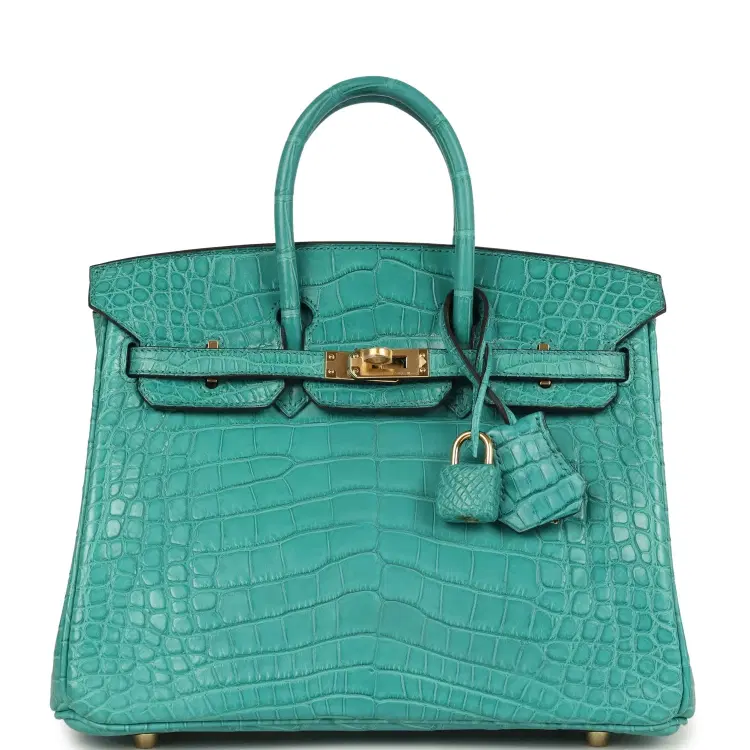 Hermes Birkin 25 Bleu Paon Matte Alligator Gold Hardware-Hover-Image