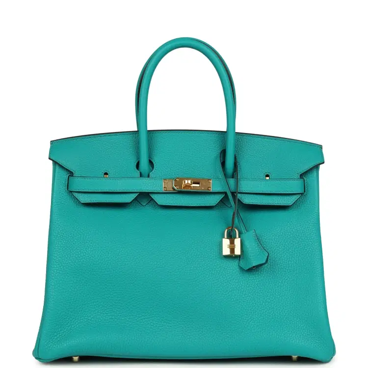 Pre-owned Hermes Birkin 35 Bleu Paon Togo Gold Hardware-Hover-Image