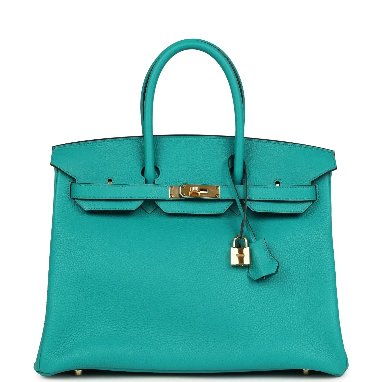 Pre-owned Hermes Birkin 35 Bleu Paon Togo Gold Hardware
