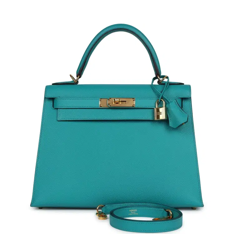 Pre-owned Hermes Kelly Sellier 28 Vert Verone Epsom Gold Hardware-Hover-Image