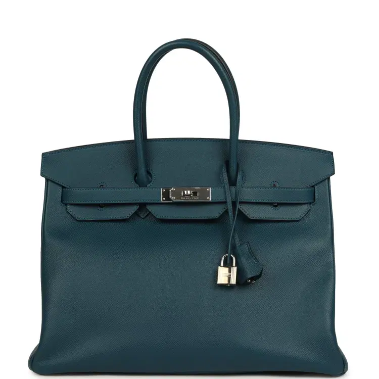 Pre-owned Hermes Birkin 35 Colvert Epsom Palladium Hardware-Hover-Image