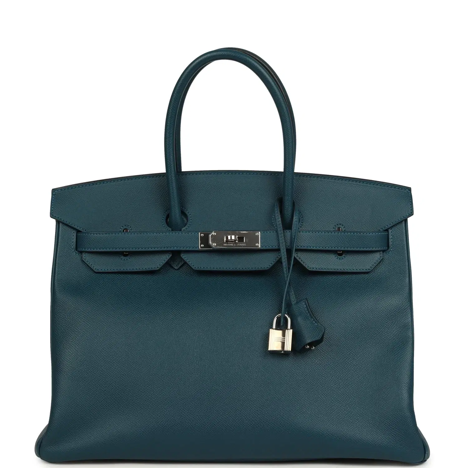 Pre-owned Hermes Birkin 35 Colvert Epsom Palladium Hardware