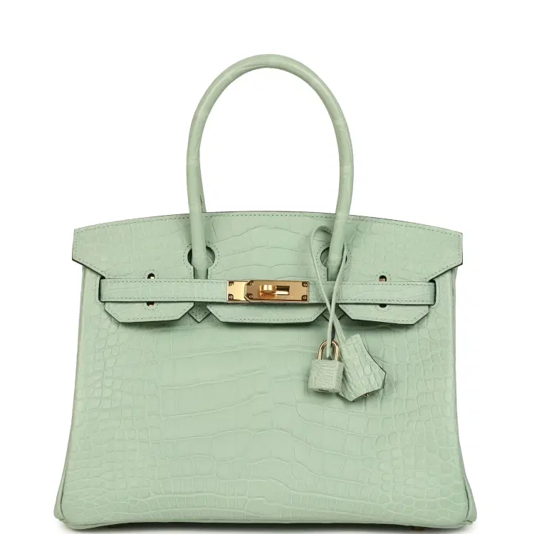 Hermes Birkin 30 Vert D'Eau Matte Alligator Gold Hardware-Hover-Image