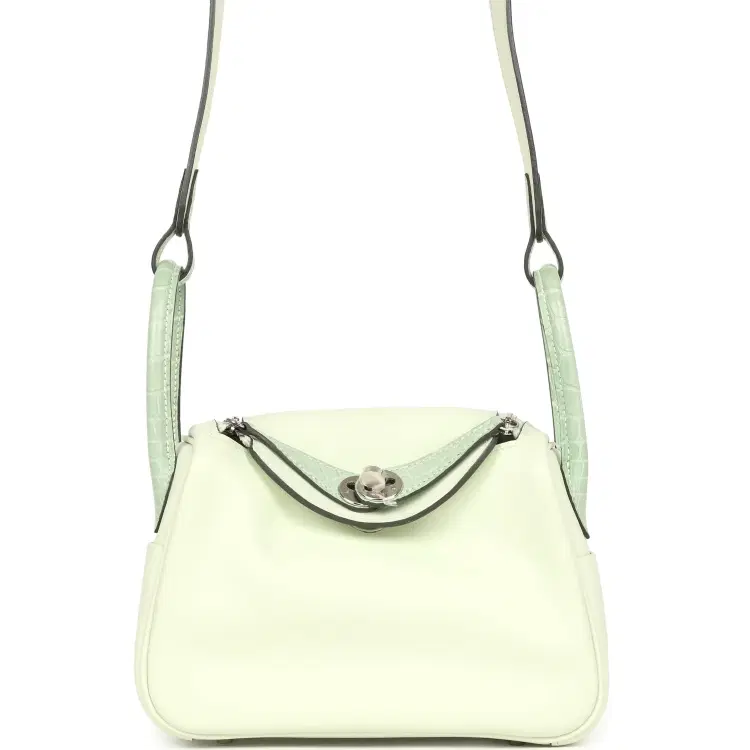 Hermes Mini Lindy Vert Fizz Swift and Matte Alligator Touch Palladium Hardware-Hover-Image