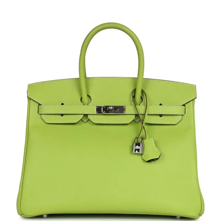 Pre-owned Hermes Birkin 35 Kiwi Candy Epsom Palladium Hardware-Hover-Image
