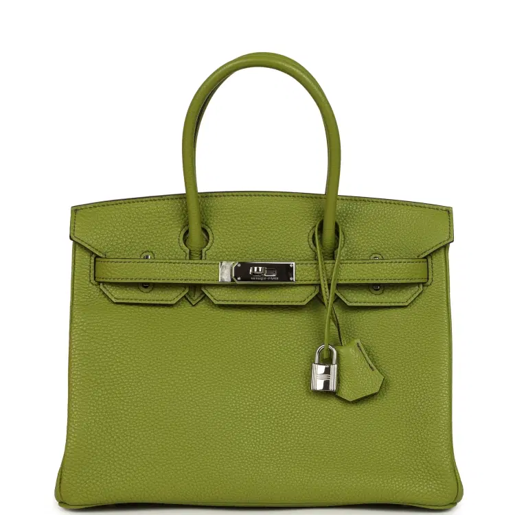 Vintage Hermes Birkin 30 Vert Anis Togo Palladium Hardware-Hover-Image