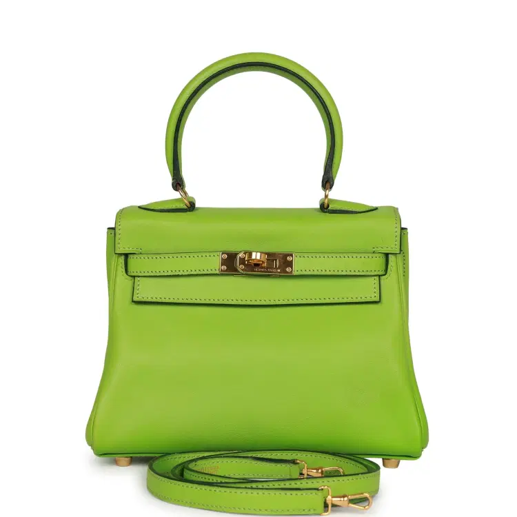 Vintage Hermes Kelly Retourne 20 Vert Cru Gulliver Gold Hardware-Hover-Image
