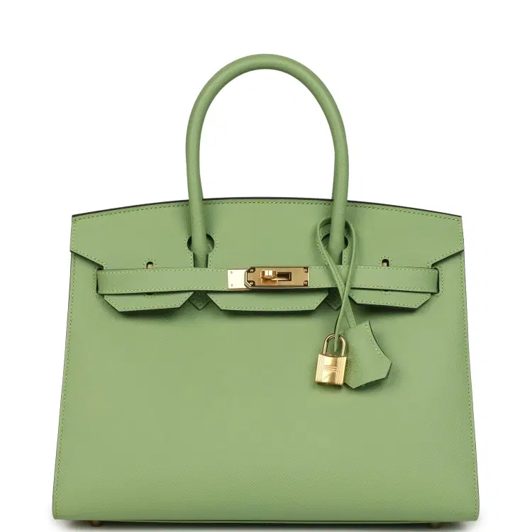 Hermes Birkin Sellier 30 Vert Criquet Epsom Gold Hardware-Hover-Image
