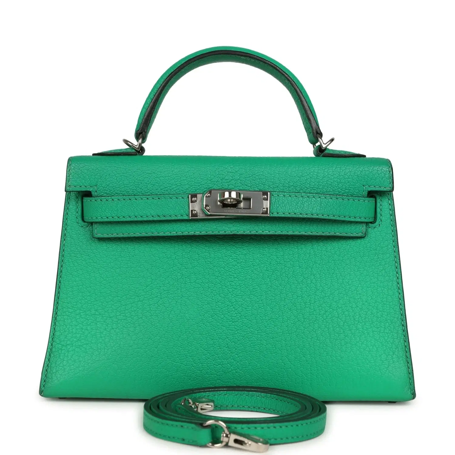Pre-owned Hermes Kelly Sellier 20 Cactus Verso Chèvre Mysore Palladium Hardware