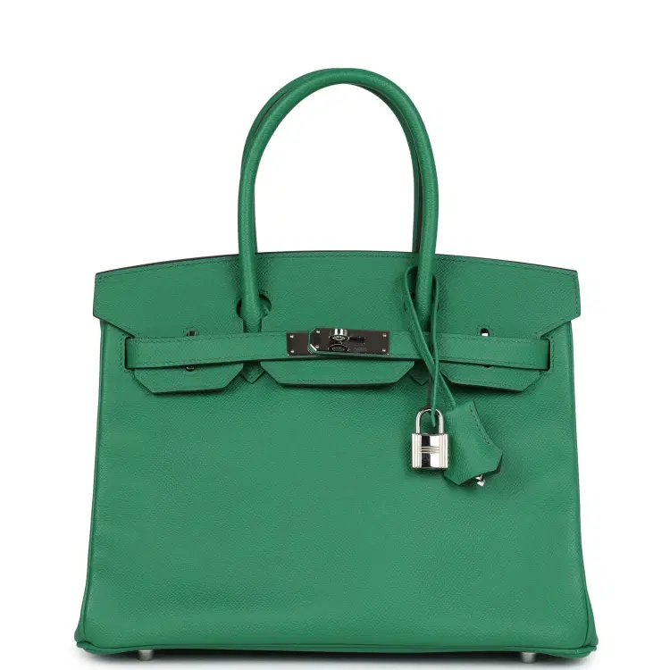 Pre-owned Hermes Birkin 30 Cactus Epsom Palladium Hardware-Hover-Image