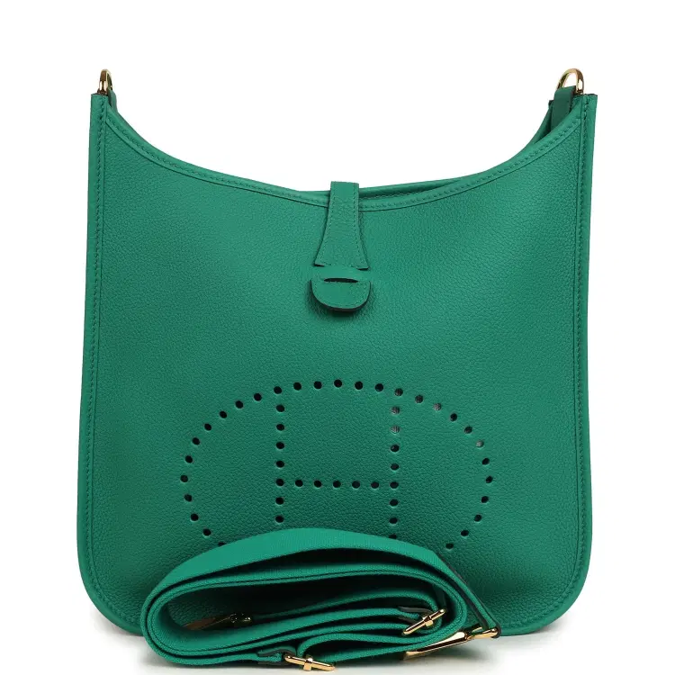 Hermes Evelyne III PM Vert Jade Clemence Gold Hardware-Hover-Image