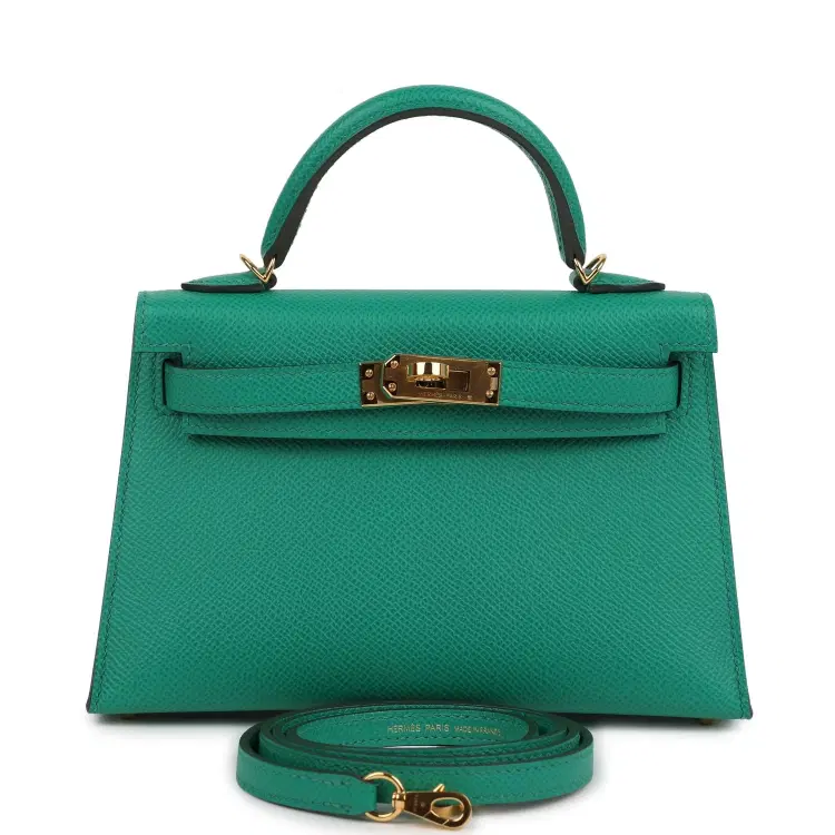 Pre-owned Hermes Kelly Sellier 20 Vert Jade Epsom Gold Hardware-Hover-Image