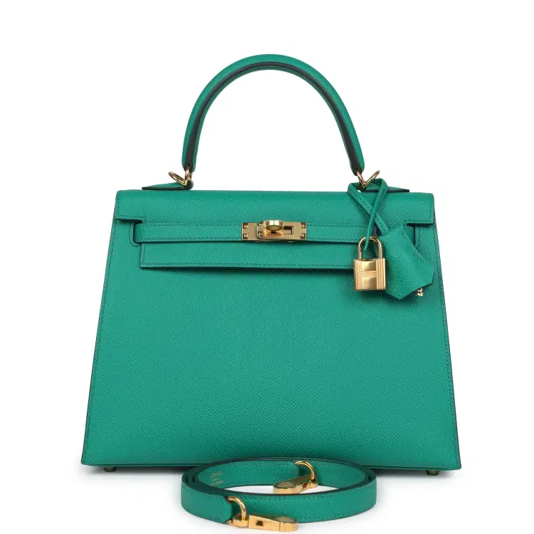 Hermes Kelly Sellier 25 Vert Jade Epsom Gold Hardware-Hover-Image