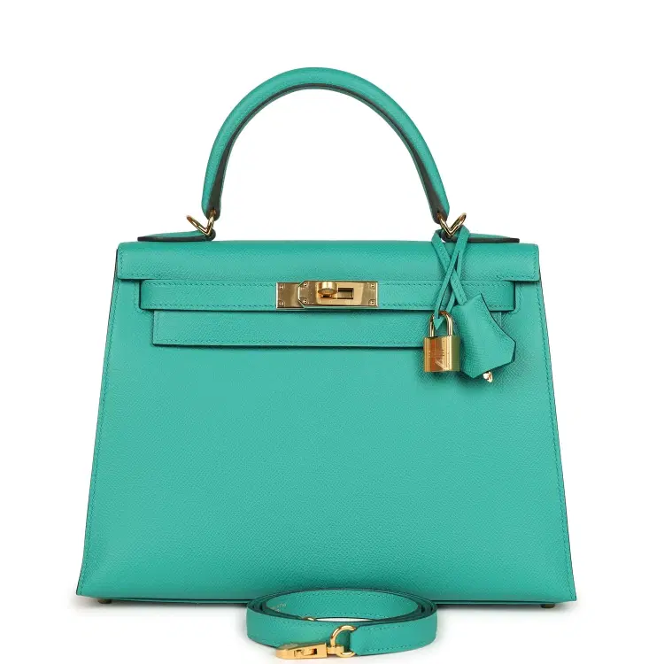 Hermes Kelly Sellier 28 Vert Jade Epsom Gold Hardware-Hover-Image