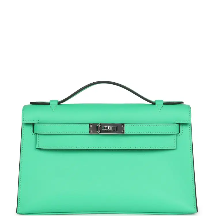 Hermes Kelly Pochette Vert Comics Swift Palladium Hardware-Hover-Image
