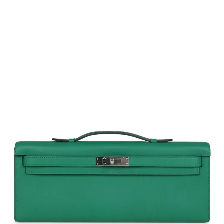 Hermes Kelly Cut Vert Vertigo Swift Palladium Hardware-Hover-Image