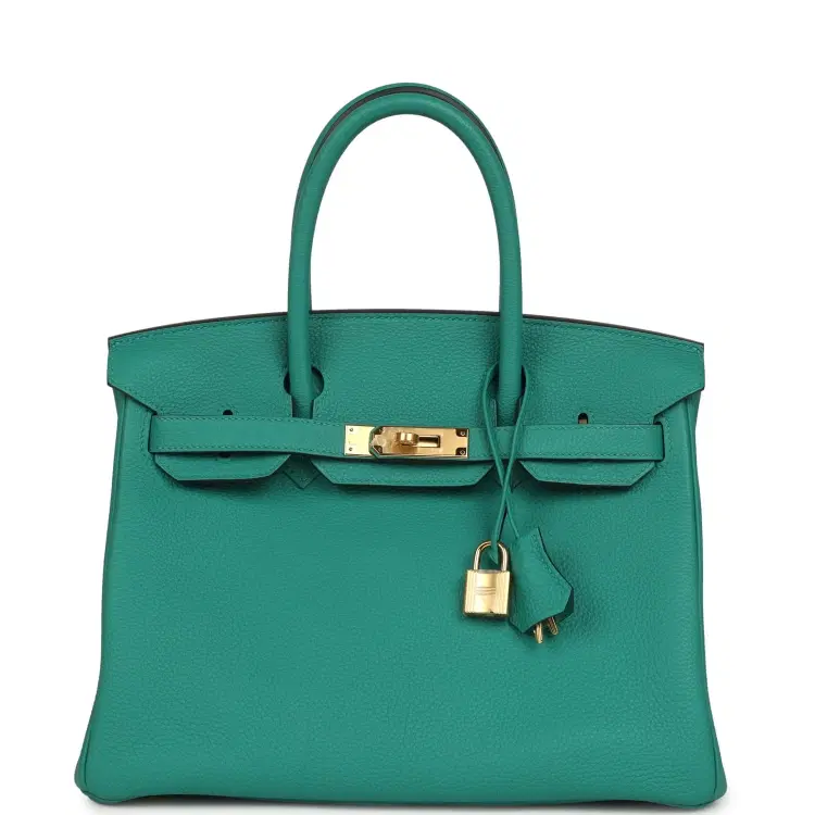 Pre-owned Hermes Birkin 30 Vert Verone Togo Gold Hardware-Hover-Image