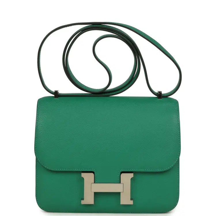 Pre-owned Hermes Constance 18 Vert Vertigo Evercolor Palladium Hardware-Hover-Image