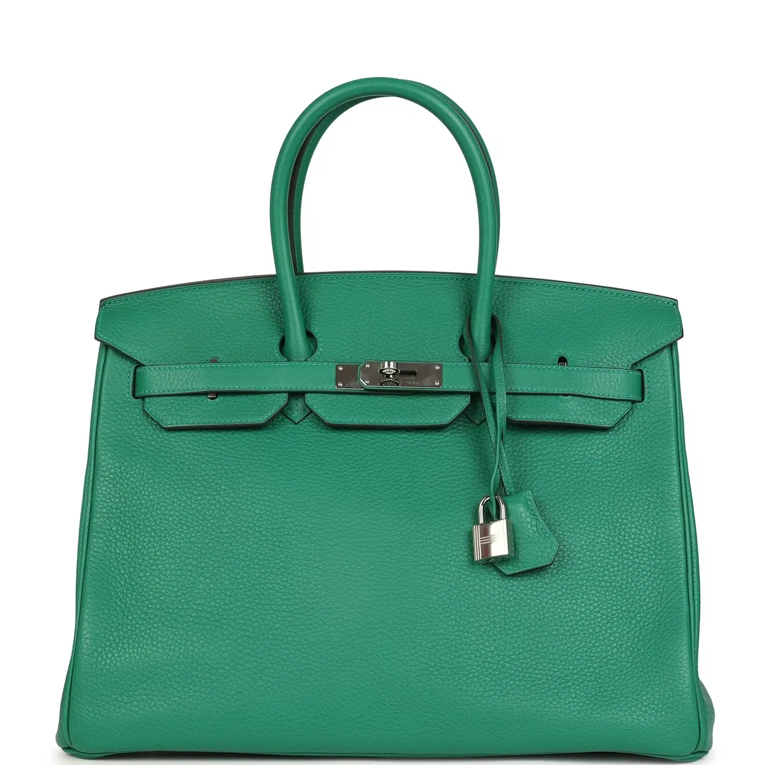 Pre-owned Hermes Birkin 35 Vert Vertigo Verso Clemence Palladium Hardware