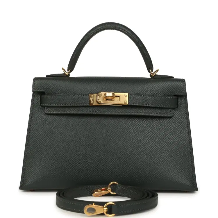 Hermes Kelly Sellier 20 Vert Mangrove Epsom Gold Hardware-Hover-Image