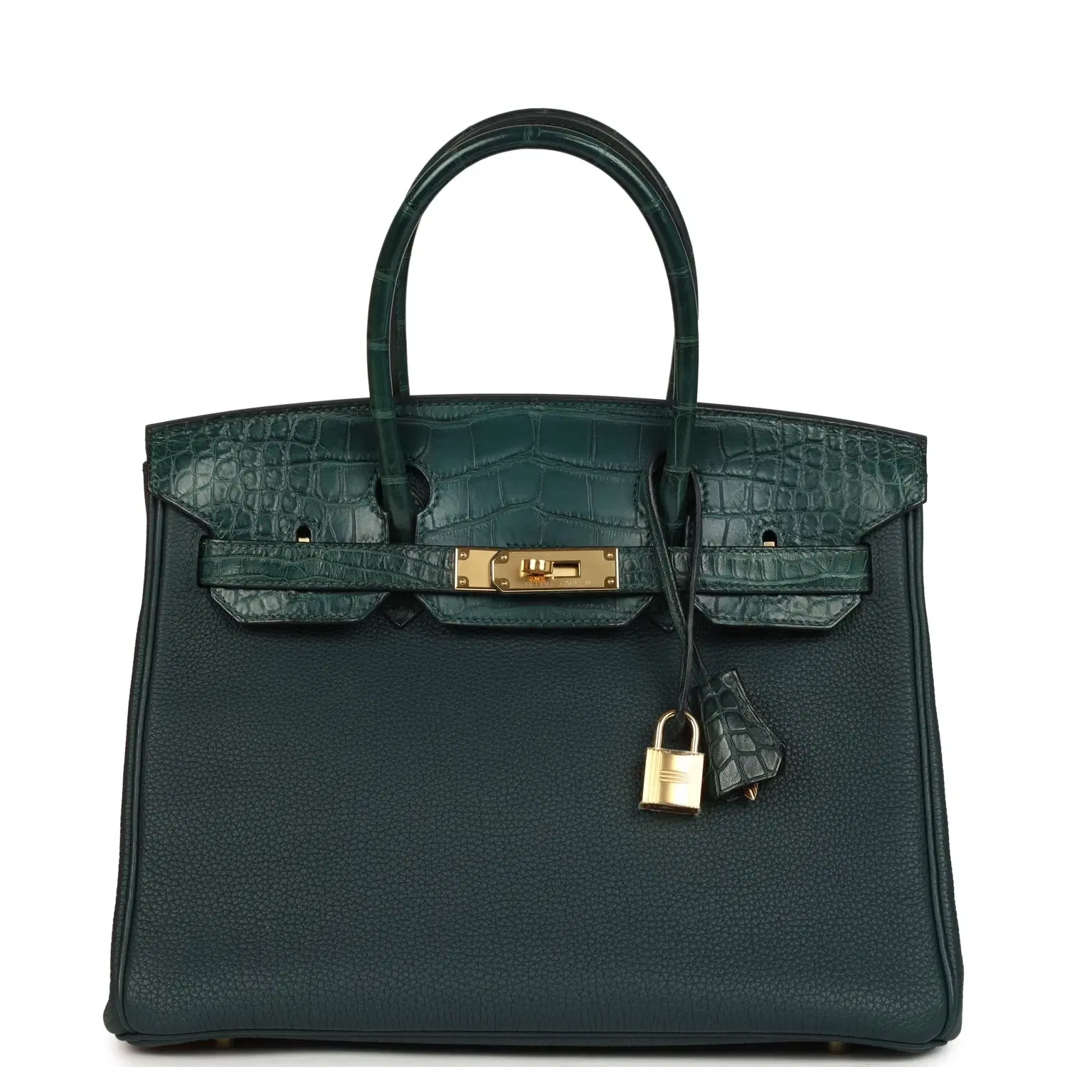 Hermes Birkin 30 Vert Cypress Togo and Matte Alligator Touch Gold Hardware