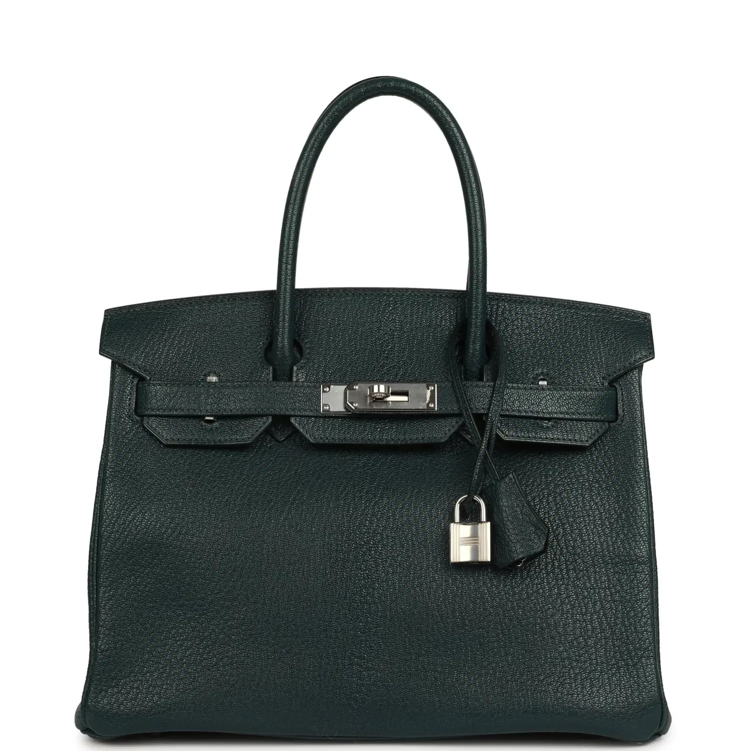 Pre-owned Hermes Birkin 30 Vert Cypress Chevre de Coromandel Palladium Hardware
