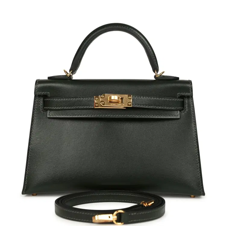 Hermes Kelly Sellier 20 Vert Fonce Box Gold Hardware-Hover-Image