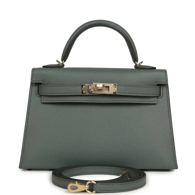 Hermes Kelly Sellier 20 Vert Amande Epsom Permabrass Hardware-Hover-Image