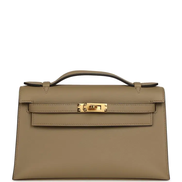 Hermes Kelly Pochette Beige Marfa Swift Gold Hardware-Hover-Image