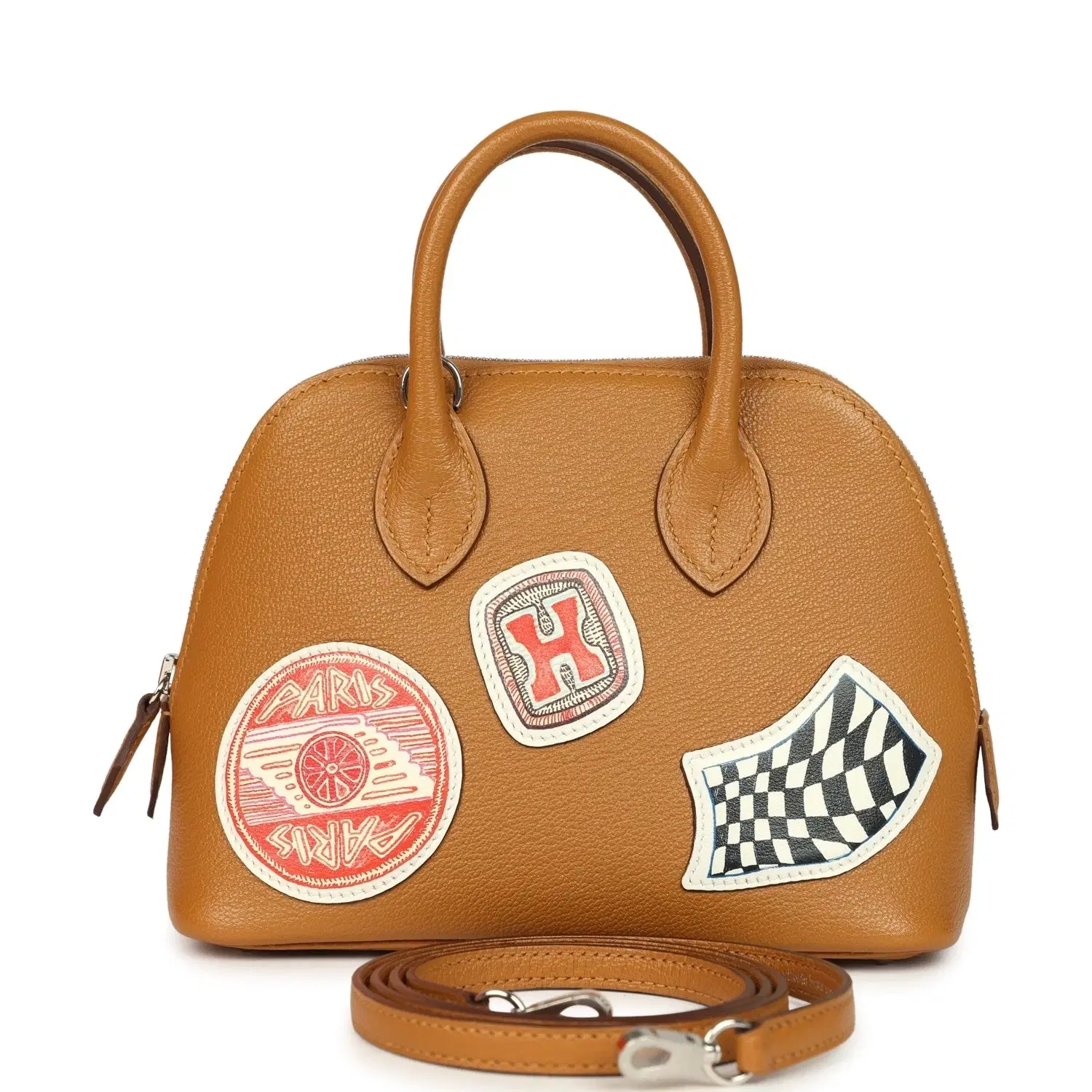 Hermes 1923 Pique-Colle Bolide Mini Sesame Chevre Palladium Hardware