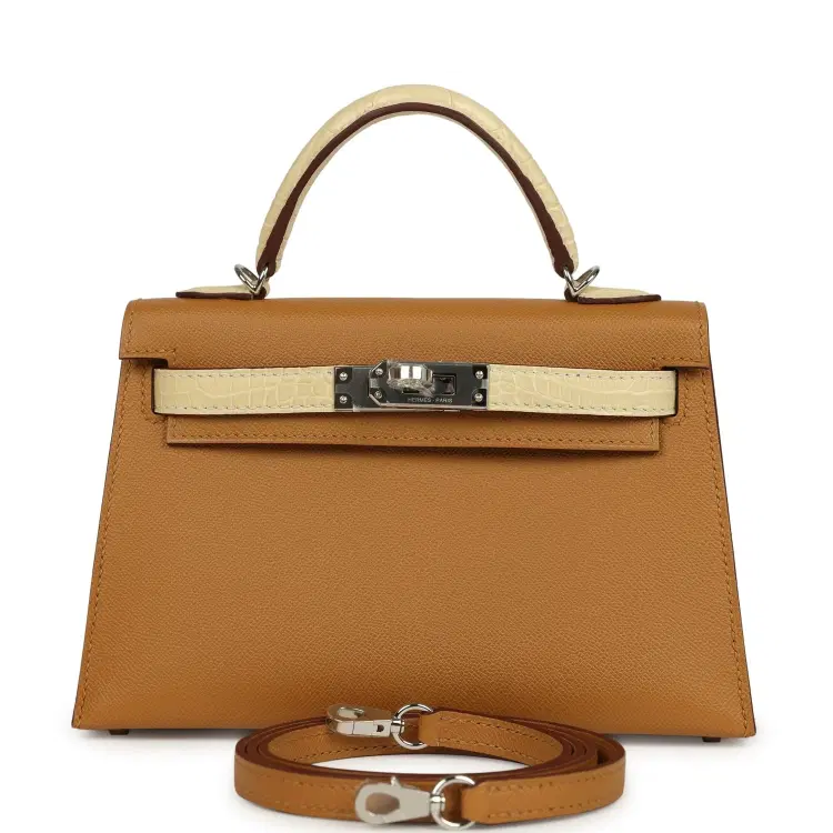 Hermes Kelly Sellier 20 Sesame Madame and Vanille Matte Alligator Touch Palladium Hardware-Hover-Image