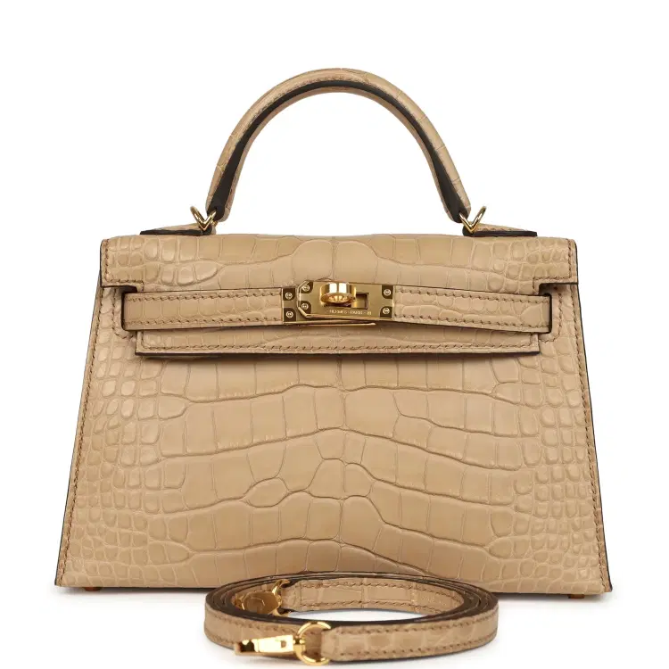 Hermes Kelly Sellier 20 Chai Matte Alligator Gold Hardware-Hover-Image