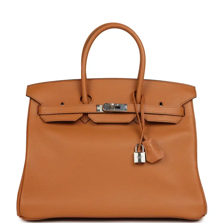 Pre-owned Hermes Birkin 35 "Sea Surf and Fun" Toffee Novillo Palladium Hardware-Hover-Image