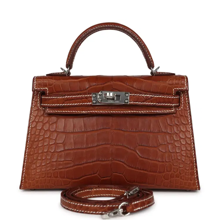 Hermes Kelly Sellier 20 Fauve Matte Alligator Barenia Palladium Hardware-Hover-Image