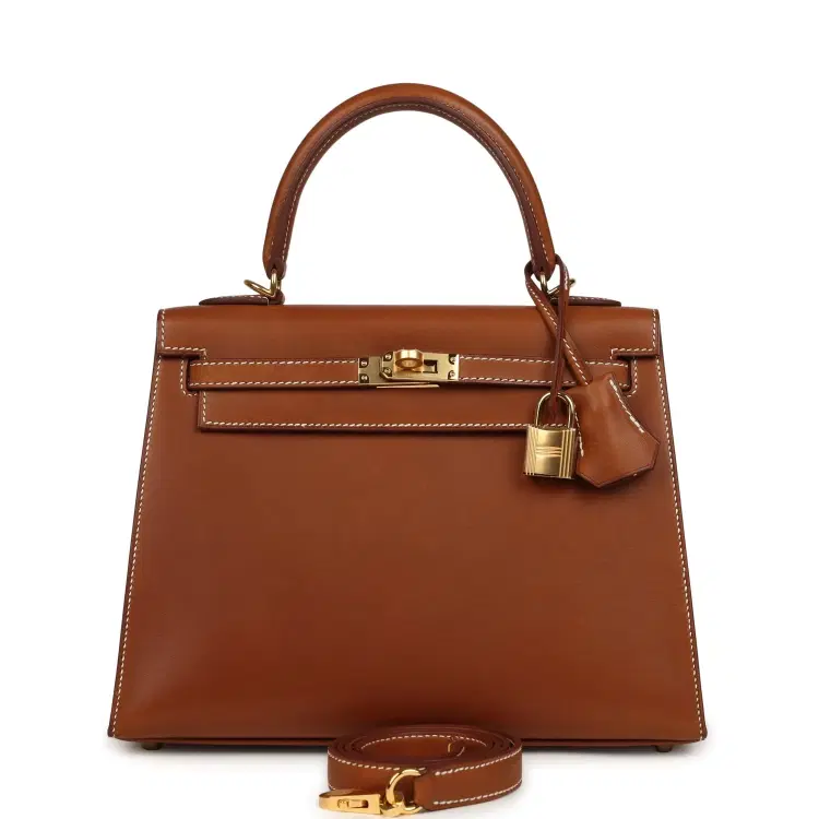 Hermes Kelly Sellier 25 Fauve Barenia Gold Hardware-Hover-Image
