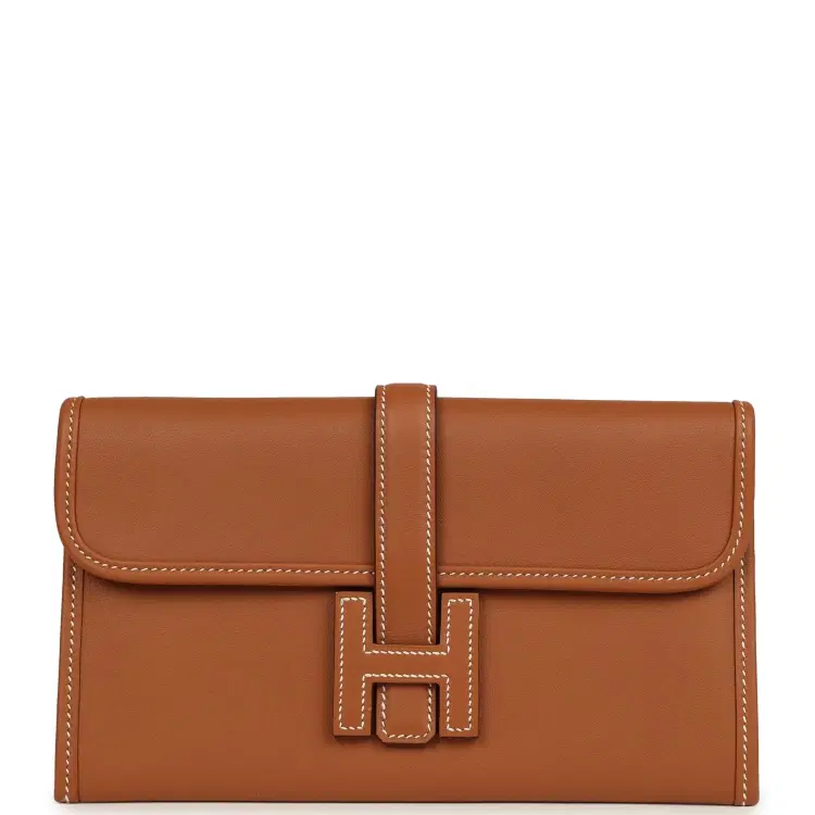 Hermes Jige Duo Clutch Gold Swift Palladium Hardware-Hover-Image