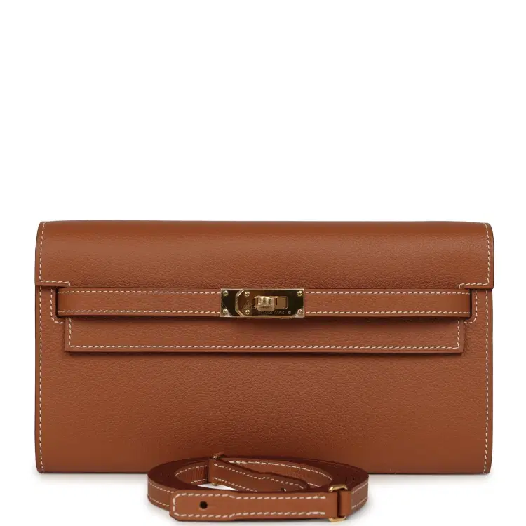 Hermes Kelly Wallet To Go Gold Evercolor Gold Hardware-Hover-Image