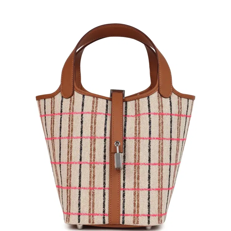 Hermes Picotin Lock 18 Gold, Ecru-Beige, Rose Pop, Black Toile H and Fauve Swift and Toile H Palladium Hardware-Hover-Image