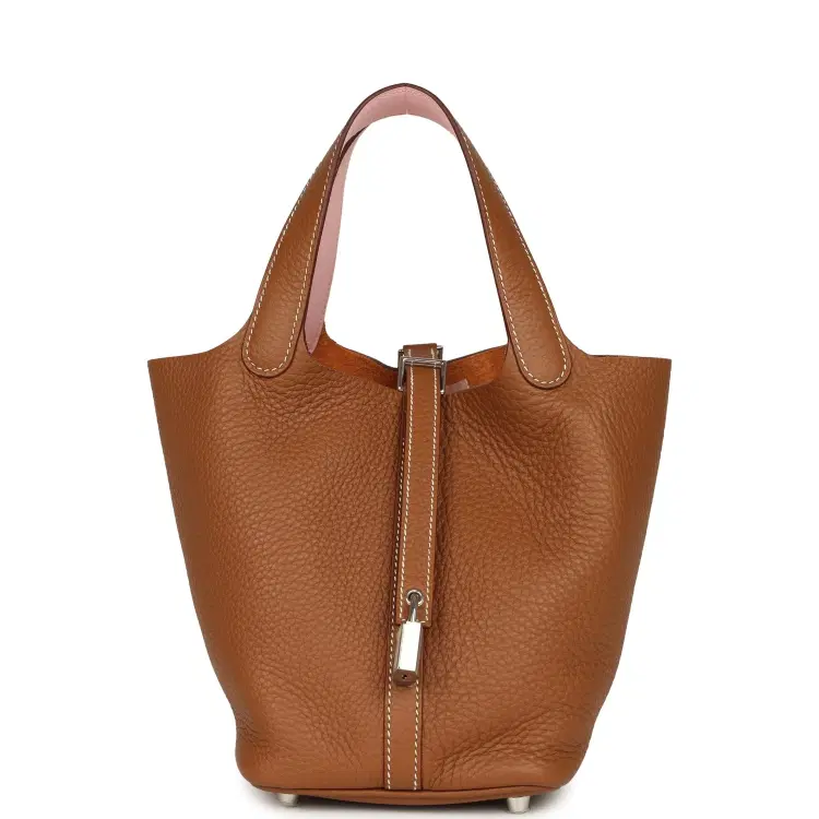 Hermes Picotin Lock 18 Eclat Gold and Rose Sakura Clemence Palladium Hardware-Hover-Image