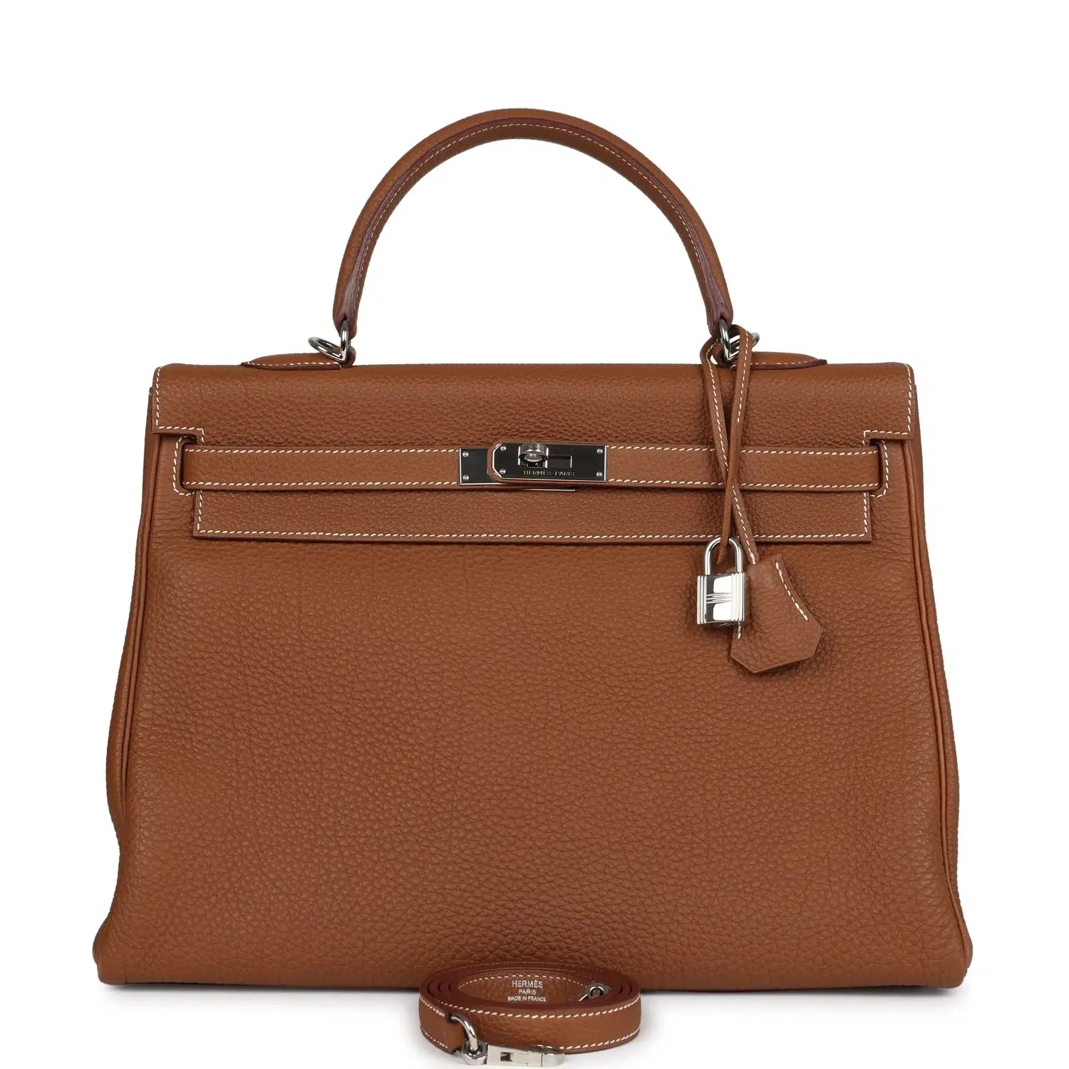 Pre-owned Hermes Kelly Retourne 35 Gold Togo Palladium Hardware
