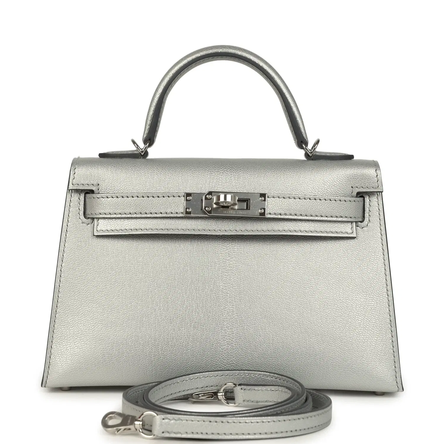 Hermes Kelly Sellier 20 Argent Chevre Chamkilight Palladium Hardware