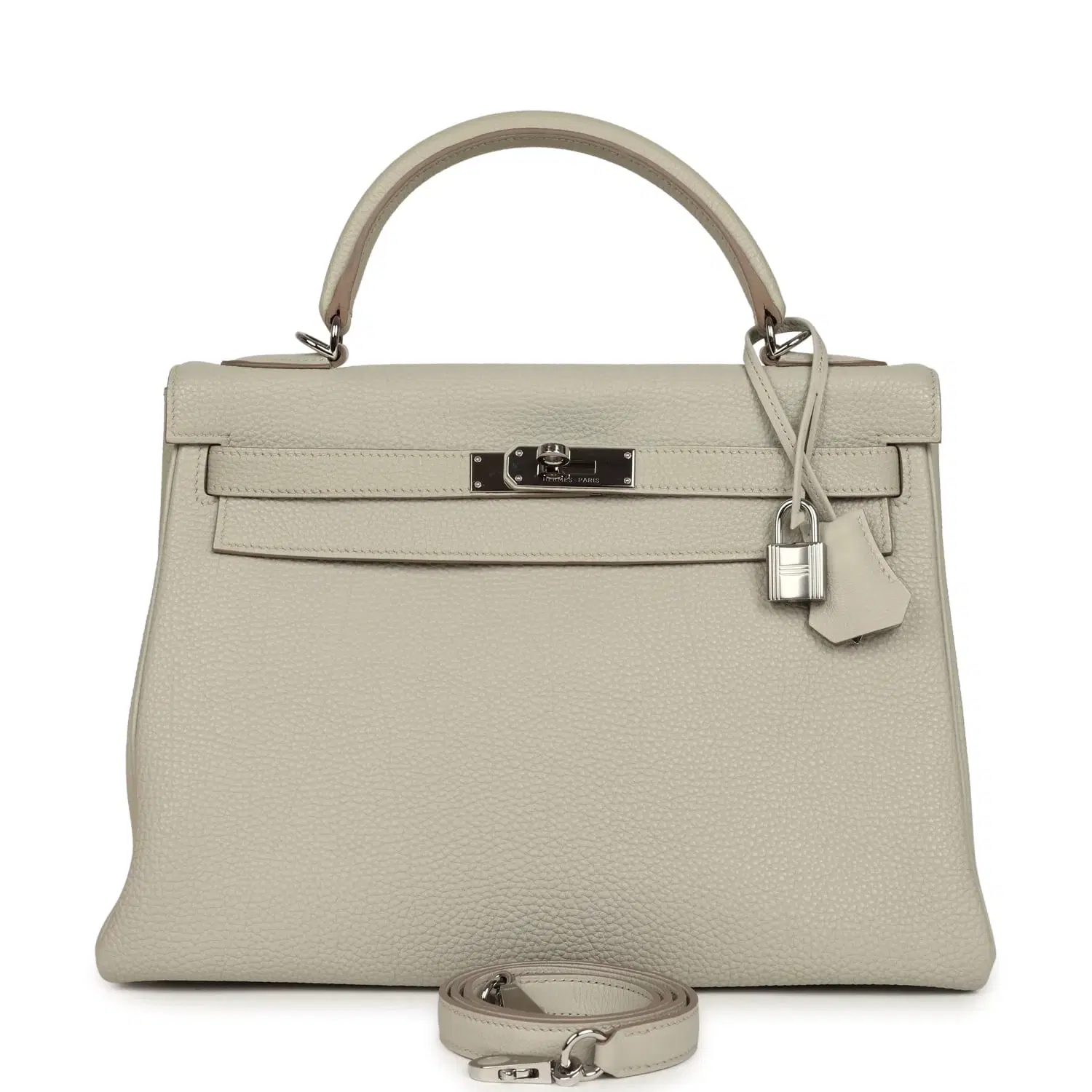 Pre-owned Hermes Kelly Retourne 32 Gris Perle Togo Palladium Hardware