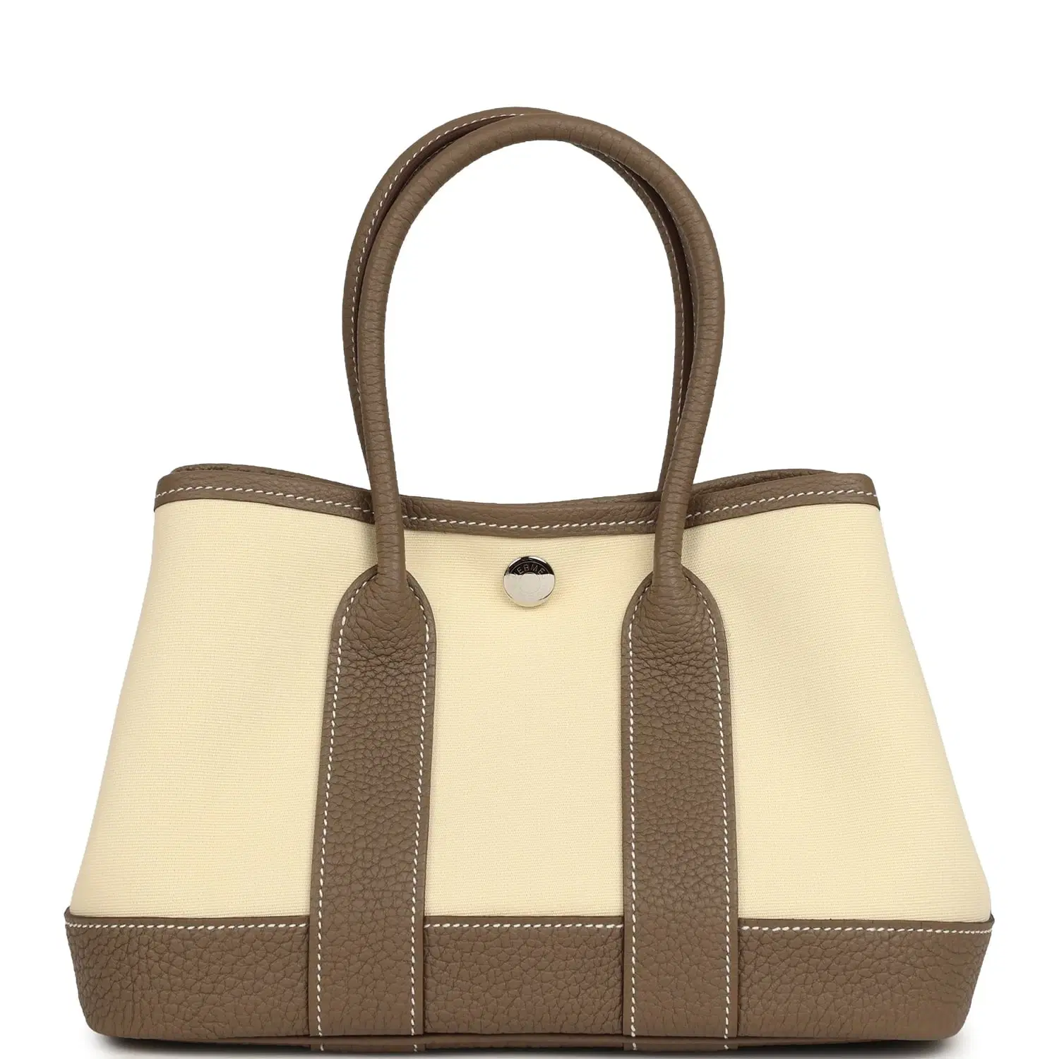 Hermes Garden Party Neo 23 Vanille Toile Officier Canvas and Etoupe Negonda Palladium Hardware
